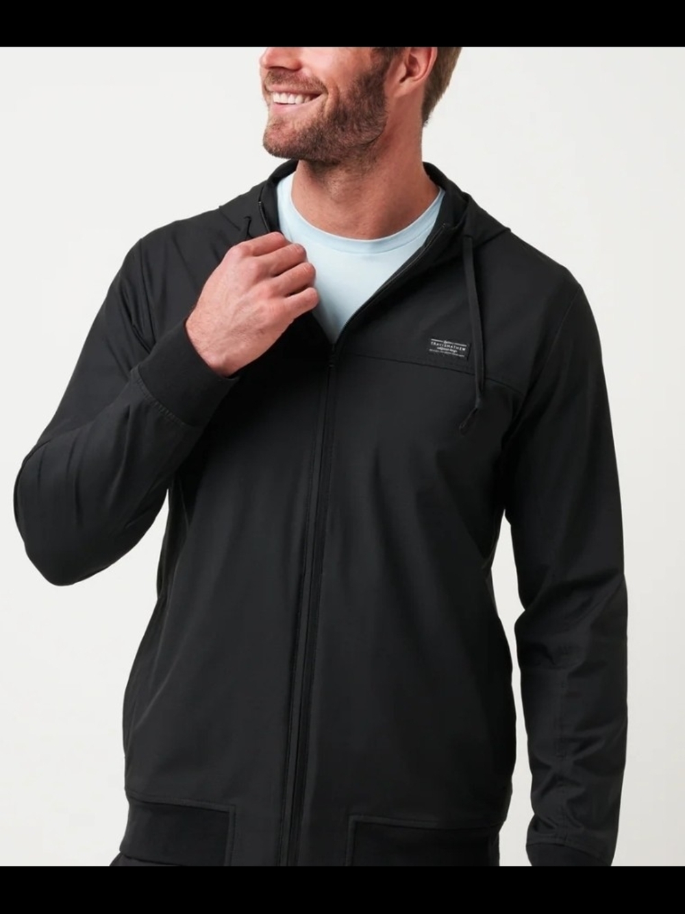 Travis Mathew Men's Black Full-Zip Hooded Windbreaker